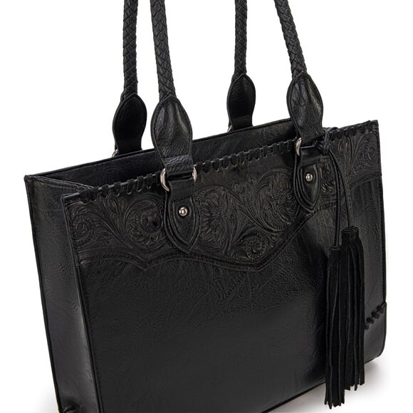 Vintage-Inspired Western Handbag: Vegan Leather with Whipstitch & Fringe Design - Picture 5 of 7